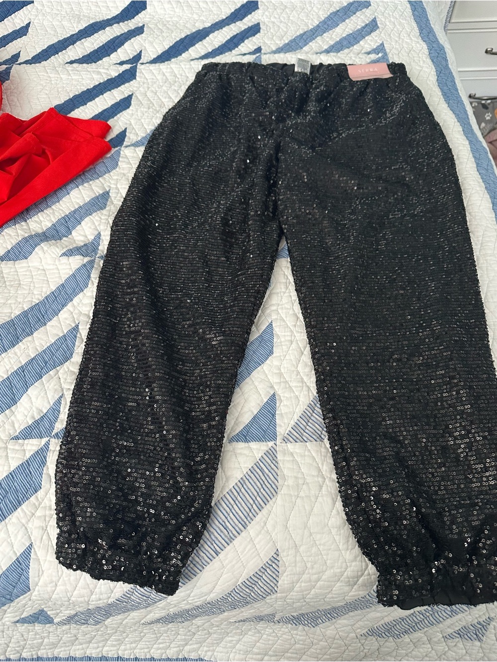 Serra Black Sequin Joggers NWT
